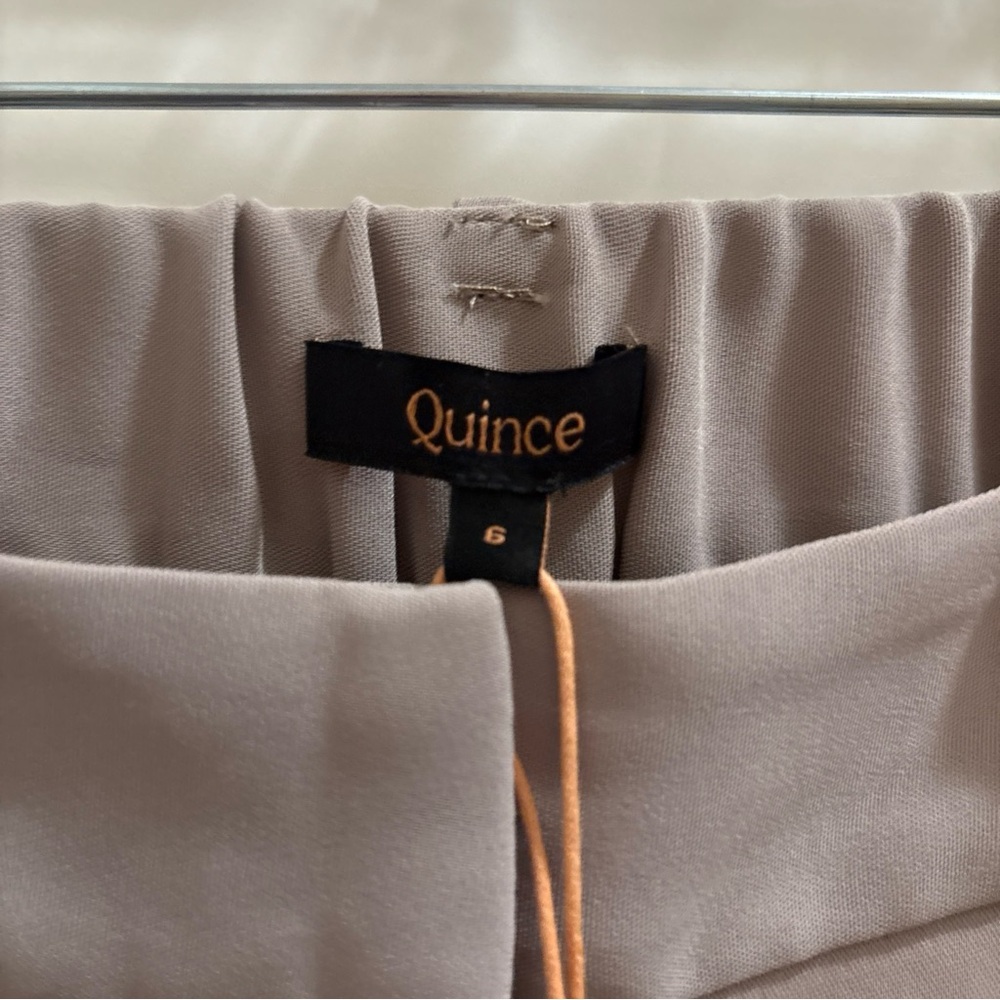 NWT QUINCE Stretch Crepe Pleated Wide Leg Pants Morel Tan Sz 6 Office Work Wear - Picture 3 of 6